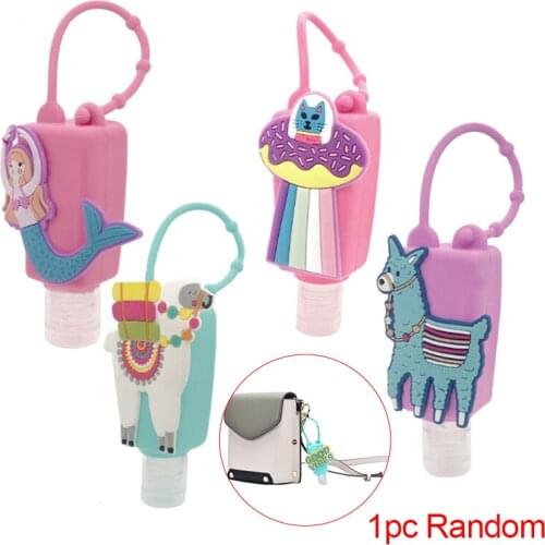 1Pc 30ml Mini Cute Empty Bottle Portable Traveling Refillable Bottle Silicone Protective Cover Hangable Hand Sanitizer Bottle