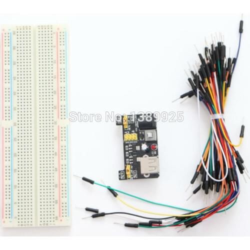 MB102 Breadboard power module+MB-102 830 points Solderless Prototype Bread board kit +65 Flexible jumper wires