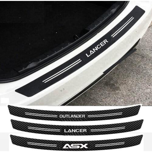 Mutips Carbon fiber car rear bumper protector sticker Cover Accessories Exterior Automobile For MITSUBISHI ASX LANCER OUTLANDER