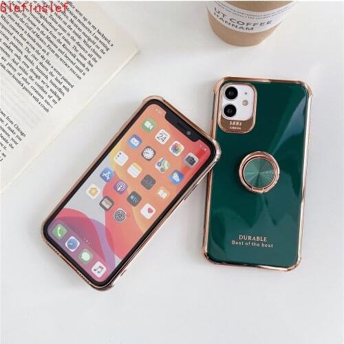 Luxury Electroplated Soft Silicone Case For huawei P40 P30 Honor 9X 30 S Mate 30 Pro Nova 7SE Phone Stand Ring Holder Back Cover