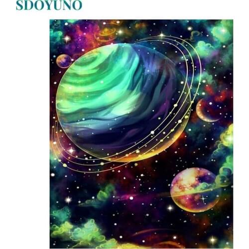 SDOYUNO Painting By Numbers Planet Scenery DIY Oil Paint By Numbers On Canvas 60x75cm Frameless Draw Numbers Home Decor Gift