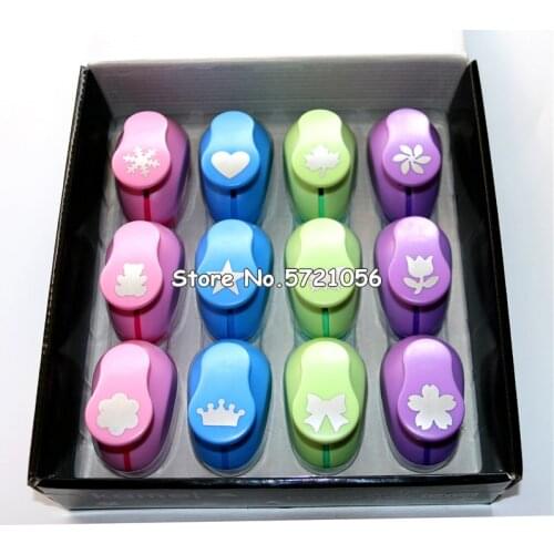 12pcs set craft punch set paper cutter furador de eva embossing machine puncher cortador paper punches for scrapbooking hole