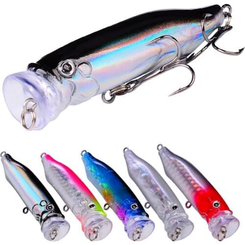 FANGBLUE 5Pcs 9.4g 7cm Popper Fishing Lure Set Laser Floating Wobbler Artificial Bait Hard Carp Fishing Lures Accessories Tools