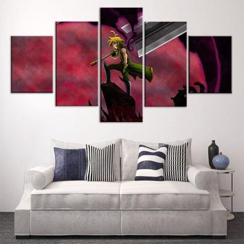Home Decor Wall Art Poster 5 Pieces The Seven Deadly Sins Animation Canvas Painting HD Prints Cartoon Pictures for Living Room
