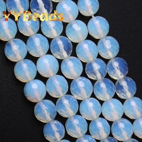 Natural Small Faceted White Opal Quartzs Beads 4-14mm Irregular Opalite Loose Charm Beads For Jewelry Making Bracelets Necklaces