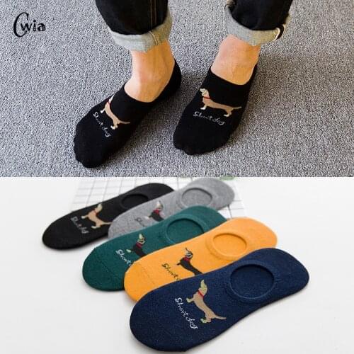 Spring summer men cotton Man Socks short dog Male Low Cut Ankle Sock boy boat casual slippers 1pair=2pcs WS112