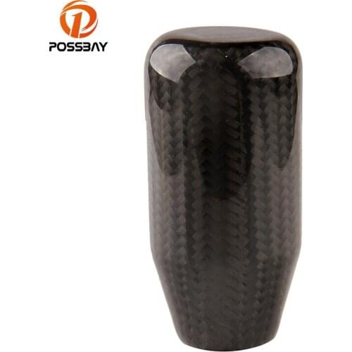 POSSBAY Carbon Fiber Car Gear Shift Knob Shifter Lever Knobs Universal for Manual Operation Driving Interior Gear Handle Knobs