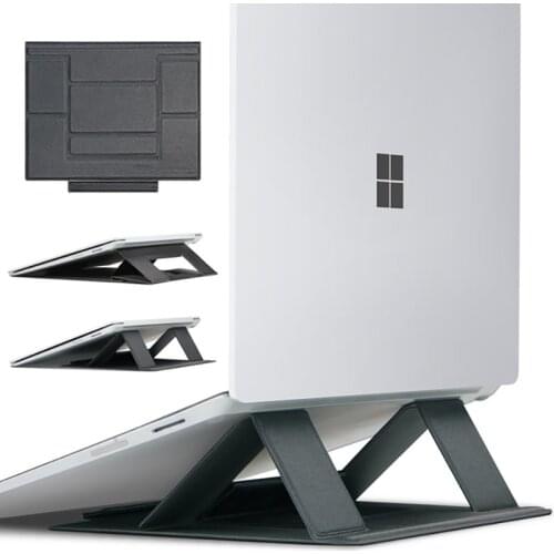 Portable Foldable Laptop Stand Computer Bracket Adjustable Tablet PU Leather Laptop Stand Holder Ultra Thin for PC Laptop