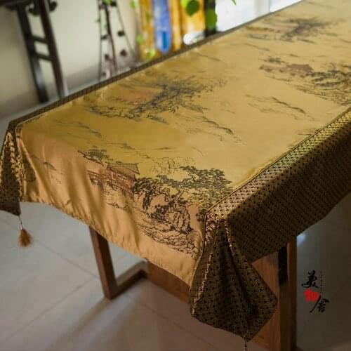 Table Cloth Gold Courtyard Luxury Embroidery Wedding Room Sofa Home Hotel Bedding Villa Decoration Cushion Dresser Runner Cover