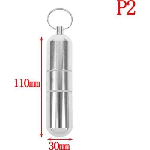 Outdoor Pocket Pill Holder Container Capsule Shape Aluminum Pill Case Silver Pill Box Keychain Medicine Box 2 Sizes