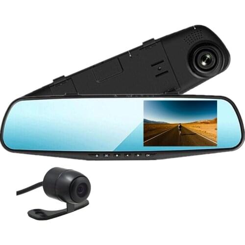 4.3 inch dual lens Car DVR Rearview Mirror full HD 1080P Dash Cam 4x Digital Zoom motion detection Video Recorder