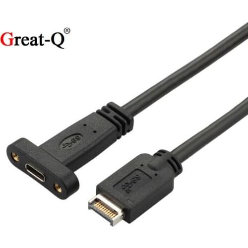 High quality USB 3.1 Front Panel Header type-e Type E to USB-C Type-C C Female Extension Cable 50cm with Panel Mount Screw