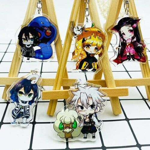 Woman Arcylic Keychain Demon Slayer Key Chain Kimetsu No Yaiba Kamado Agatsuma Zenitsu Rengoku Kyoujurou Chaveio For Kids Gifts