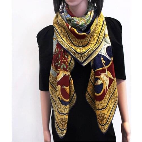 Women Winter Silk Cashmere Scarf Luxury Brand Greek Mythology Printing Bandanas Large Square Scarves For Ladies Wool Pashmina