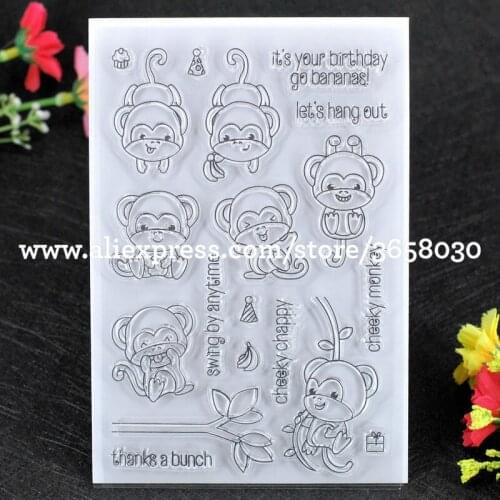 Cheeky monkey its your birthday go bananas Scrapbook DIY photo cards rubber stamp clear stamp transparent stamp 10x15cm 8052719