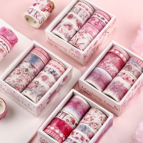 10rolls/box Vintage Kawaii Cute Washi Tapes Set Scrapbook DIY Diary Planner Pink Masking Washi Tape Techo Stationery Supplies
