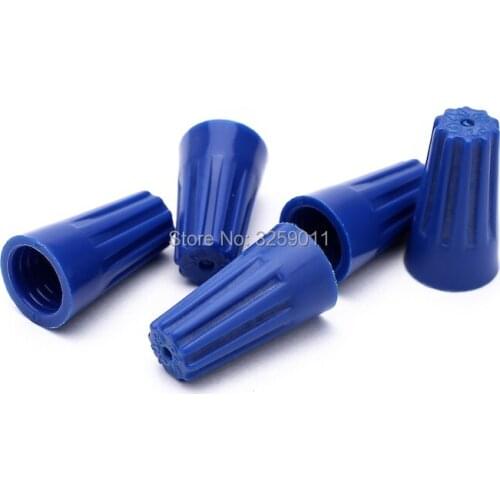 1000PCS Spring Insert Blue Wire Twist Nut Connector Terminals Cap 22-14 AWG P2 Electrical Closed Terminal Lugs Press Line Cap