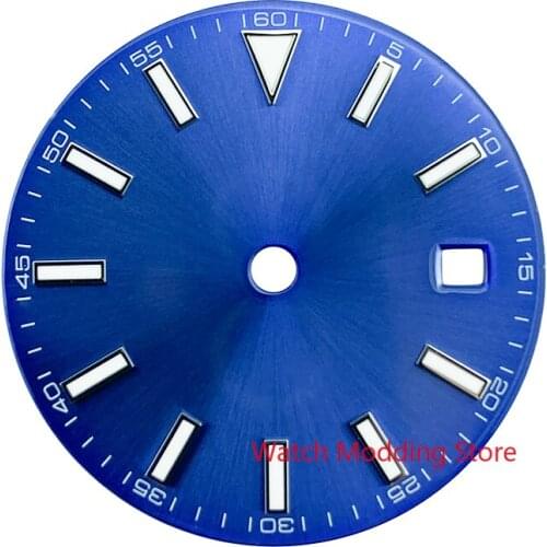 29mm Blue Sterile Watch Dial 5-Minute Milgauss Style With Date Set For ETA2824 Miyota8215 Mov't Super Blue Luminous