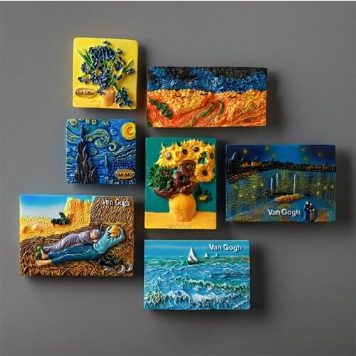 3D Van Gogh Starry Fridge Magnet crows wheat field Oil Painting Resin personalized Souvenir sticker magnets as gift home decor