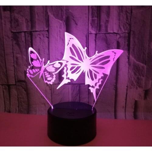 Butterfly 3d Table Lamps With Seven Colours Touch Remote controlled Led Visual Lamp Gift Atmosphere Decorative Desk Lamp