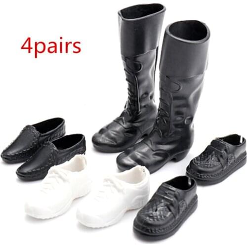 4 Pairs Clothes Accessories Dress Up For Friend Dolls Cusp Shoes Sneakers Knee High Boots For Boyfriend Ken