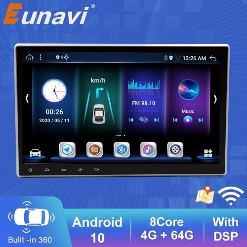 Eunavi DSP 8Core Android 10 Car Radio GPS Navigation 2Din Universal Auto Stereo Audio 4G 64G 10.1 inch Headunit 2 Din DVD