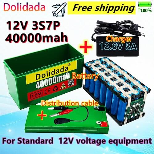 Brand new12v40ah 3S7P 18650 lithium battery + 12.6v3a charger, built-in40ah high current bms, used for sprayer, 12v power supply