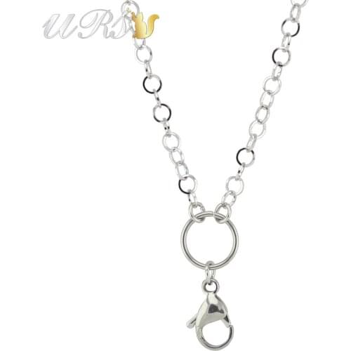 20''(50cm) 4.0mm Silver color 316L Stainless Steel Floating Charm Locket Pendant Necklace Wholesale Chain Jewelry