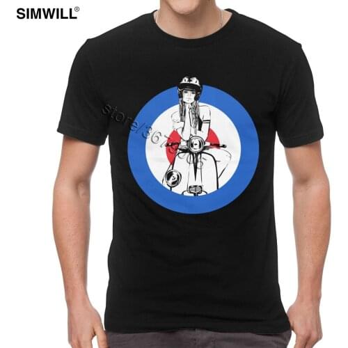 Funny Retro Scooter T-shirt Mens Print Short Sleeved Cotton T Shirt Round Neck Tees Slim Fit Classic Tee Shirts