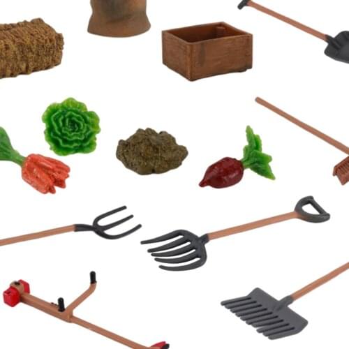 13x Gardening Tool Toy Miniature Trowel Lawn Mower Fodder Farm Cultivator