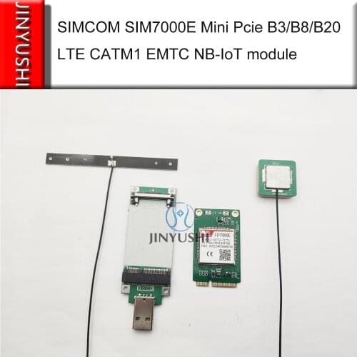 JINYUSHI For SIMCOM SIM7000E Mini Pcie + USB adapter + GPS antenna + 4G antenna B3/B8/B20 LTE CATM1 EMTC NB-IoT module