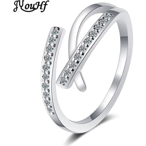 JYouHF 2 Style Irregular Cross Finger Rings for Women Female Fashion Micro Pave Zircon Silver Color Open Ring Party Jewelry Gift