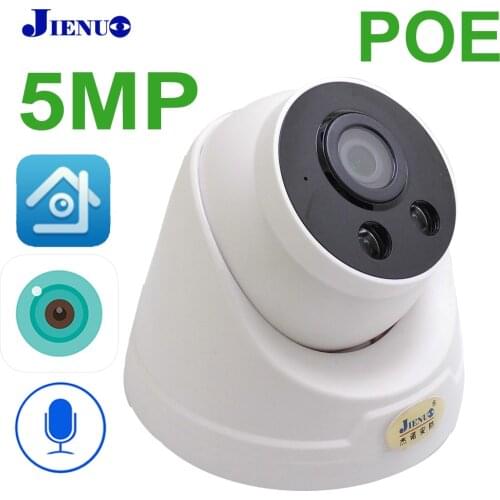 JIENUO 5MP POE Camera IP Dome IPC Security Surveillance HD Cctv Video IPCam Indoor Night Vision Infrared Ipcam Home Camera XMeye