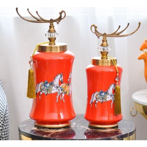 Ceramic flower arranging device, orange tabletop vase, household living room decorations, TV cabinet crafts, wedding gifts