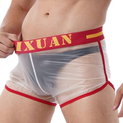 Summer New Fashion Men Transparent Boxer Shorts Large Size Loose Swimwear Holiday Beachwear See-through Swimming Trunks Swimsuit