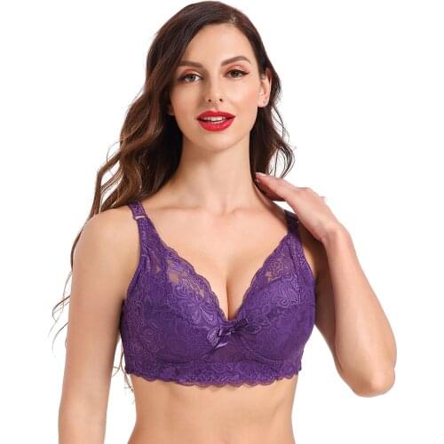Hot Full cup thin underwear small bra plus size wireless adjustable lace Womens bra breast cover B C D cup Large size Lace Bras