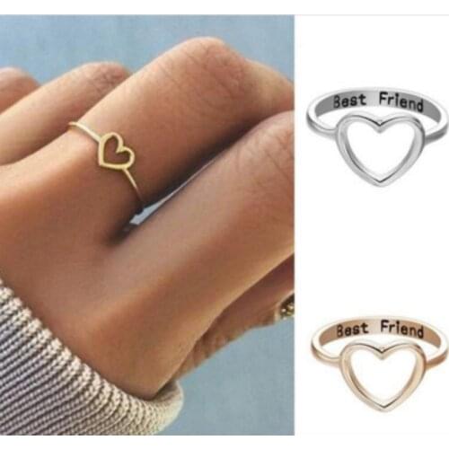 Copper and Gold Heart-shaped Ring for A Good Friend Ring Female Hollow Simple Couple Wedding Heart-shaped Rings