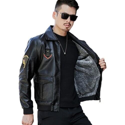 Leather Jacket Men Fleece Lined Thick Warm Faux Leather Winter Jackets Business man For office Male Jackets Coat Man Outwear