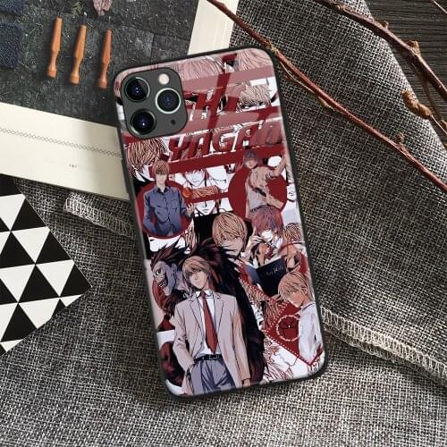 Light Yagami Death Note Anime Soft Silicone Glass Phone Case for IPhone SE 6s 7 8 Plus X Xr Xs 11 12 Mini Pro Max Samsung Redmi