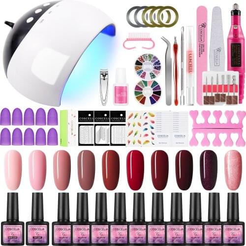 Nail Gel Polish Set With Drill Machine Semi Permanent Hybrid Gel Varnish All For Manicure Manicure Set Nail Art Tools