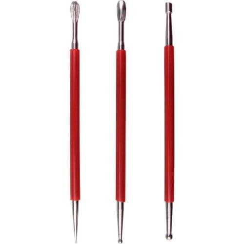 Red bar stainless steel indentation pen 3 pcs sets of soft clay ceramic indentation tools clay plastic tools Artistic supplies