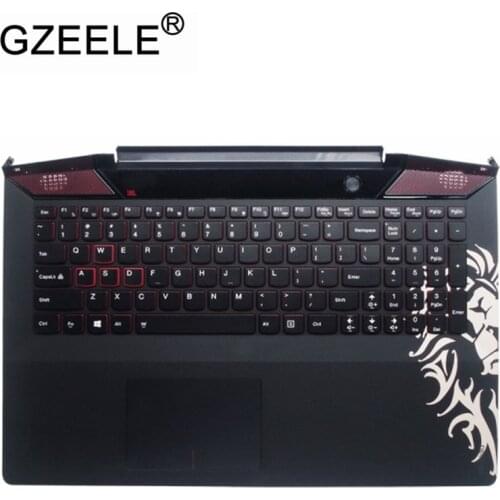 GZEELE New Palmrest for Lenovo IdeaPad Y700 Y700-15 Y700-15ISK Y700-15ACZ Keyboard with Backlit Bezel Upper Cover TOUCHPAD US