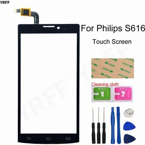 New 5.5" TouchScreen For Philips Xenium S616 Touch Screen Digitizer Front Glass Panel Sensor Replacement Parts
