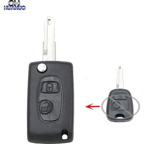 New Modified Flip Remote Key Shell 2 Buttons for Peugeot 206