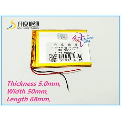 Wholesale 1pcs 505068 Accumulator 3.7V 2000mAh Rechargeable Lithium Polymer Li ion Battery For Mobile Power Bank DIY Tablet