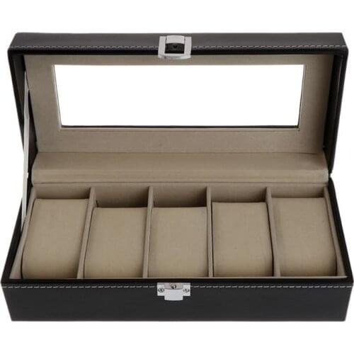 Watch Box Storage Case Gift Package Jewelry Display Boxes 5 Grids Luxury Faux Leather Soft Protection Organizer Watches High End