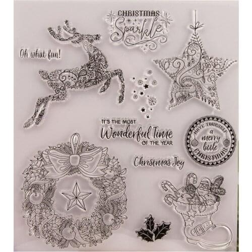 Christmas Deer Boots Seal Rubber Clear Silicone Stamps for Card Making Scrapbooking Decoration Words DIY Album