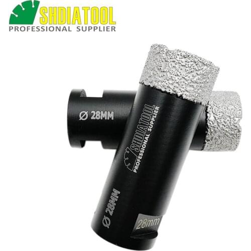 SHDIATOOL 2pcs 28mm Vacuum Brazed Diamond Dry Drilling Bits M14 Thread For Porcelain Tile Granite Marble Stone Hole Saw