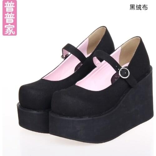Princess sweet punk shoes LOLITA shoes and platform shoes with single COS animation student shoes Super heel round head pu9890