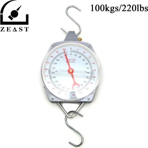 Hanging Scale 100kg 220lbs Capacity Alloy Mechanical Hanging Scales With 2 Hook
